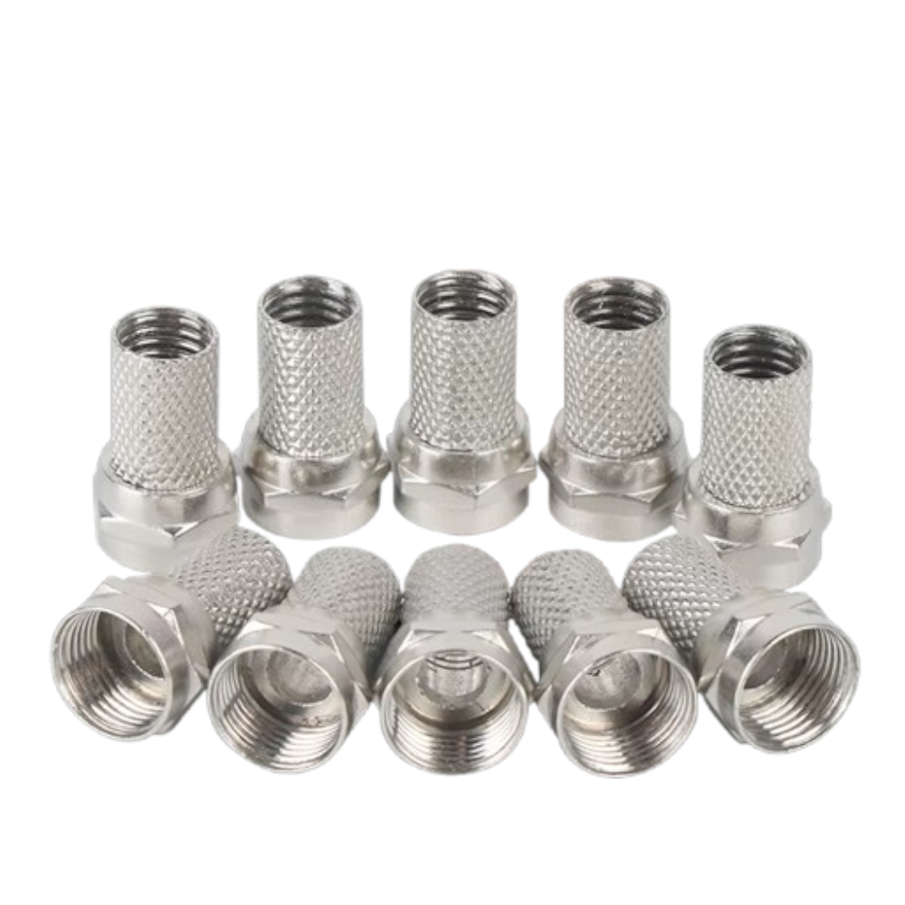 Conector Coaxial Tipo F Macho Twist-On para Cable RG6 (Pack 10 Unidades)