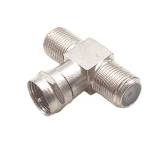 Conector F Macho a 2 Conectores F Hembra – Divisor Coaxial