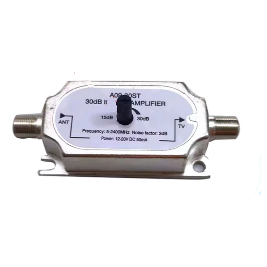 Amplificador de Señal Satelital Jiaxun A09-30ST con Ganancia Ajustable 5–30 dB