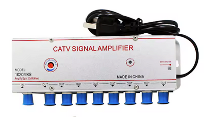 Amplificador de Señal de Antena de TV por Cable JMA – Divisor de 8 Salidas y 1 Entrada, 20dB de Ganancia, Compatible ISDB-T