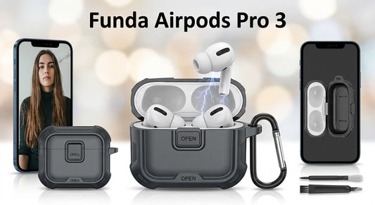 Funda Protectora AirPods Pro 3 – Cobertura Completa Antigolpes con Bloqueo Seguro y Kit de Limpieza