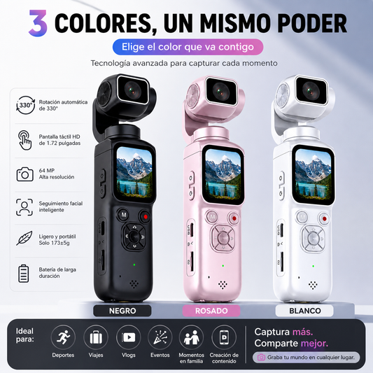 Cámara Vlog 4K ZIHOTEK – 64MP, Estabilización Inteligente, Rendimiento de Alta Gama