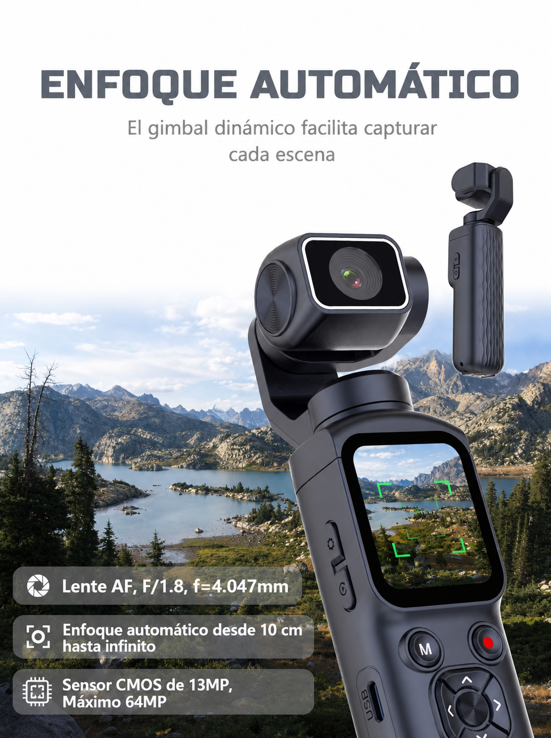Cámara Vlog 4K ZIHOTEK – 64MP, Estabilización Inteligente, Rendimiento de Alta Gama