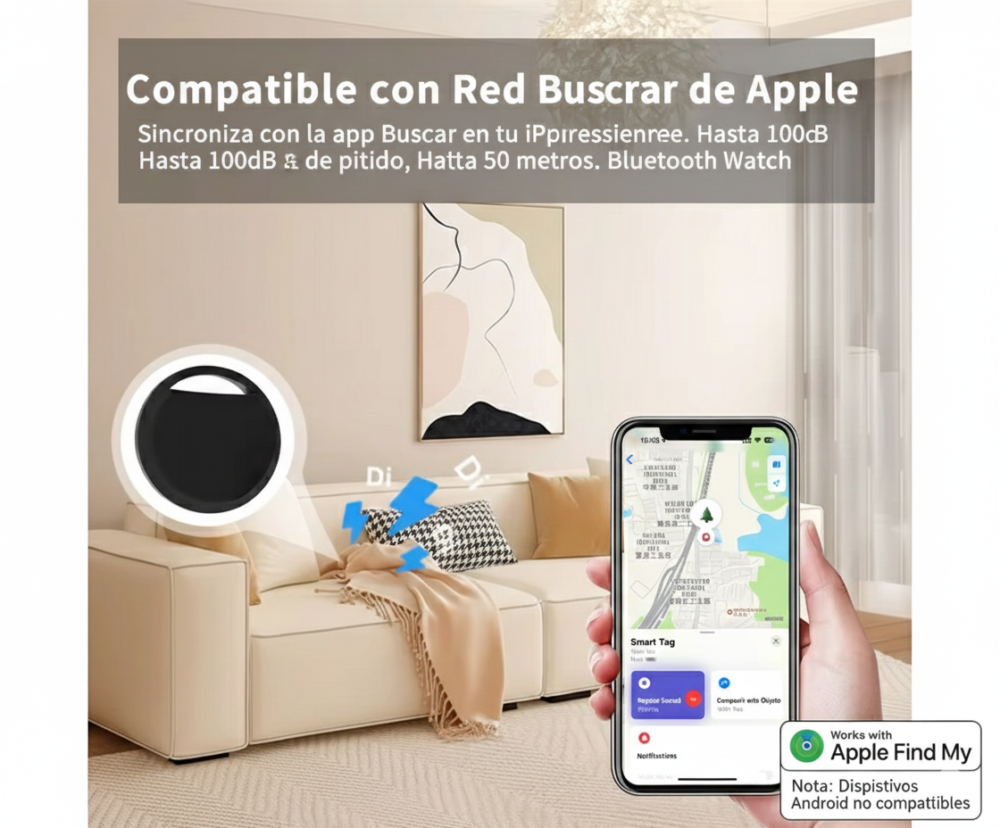 Kingtodo Smart Tag MFi | Tracker GPS para Llaves, Billetera y Equipaje