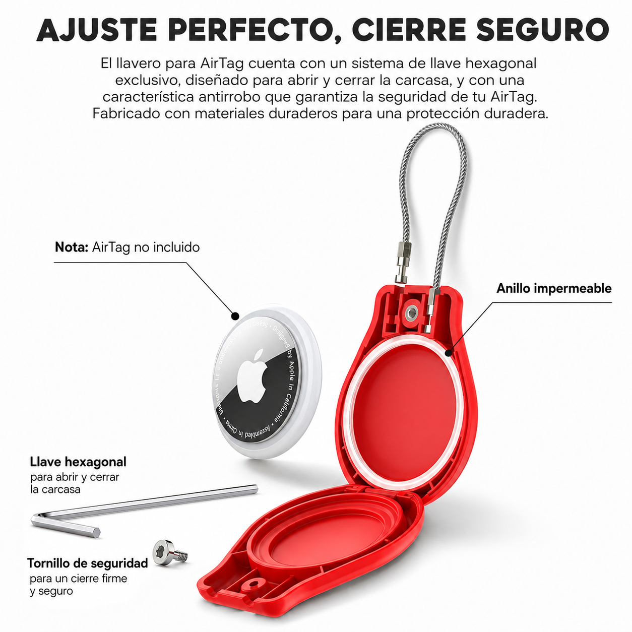 Funda Impermeable para AirTag con Cable , Antipérdida Equipaje, Mochila entre otros