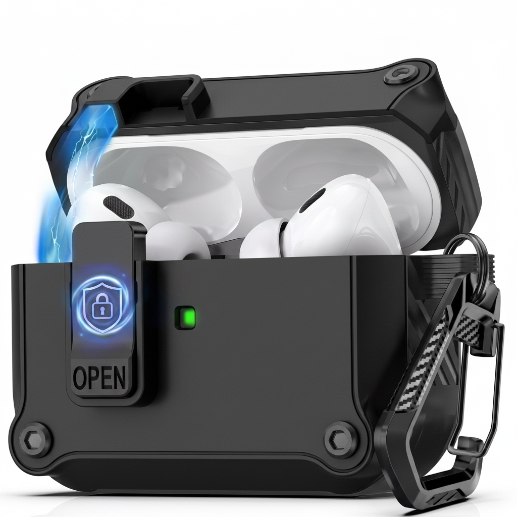 Funda Protectora AirPods Pro 3 – Cobertura Completa Antigolpes con Bloqueo Seguro y Kit de Limpieza