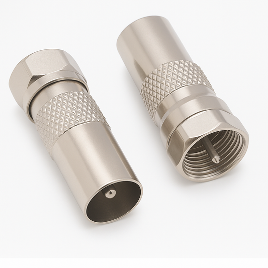 Conector F Macho a Conector TV Macho – Adaptador Coaxial RF