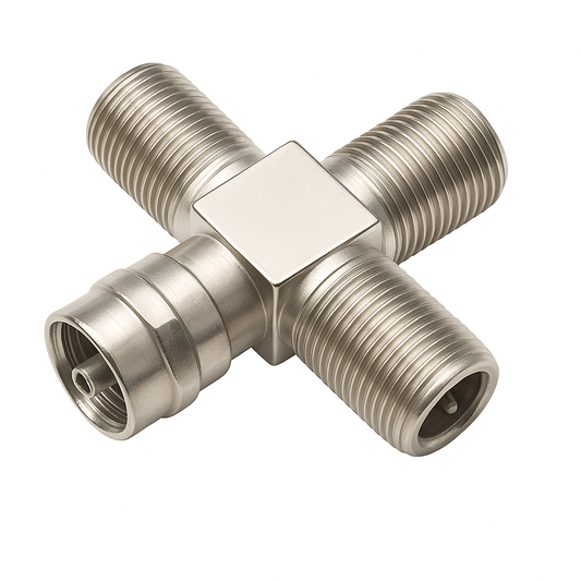 Conector F Macho a 3 Conectores F Hembra – Adaptador Divisor Coaxial