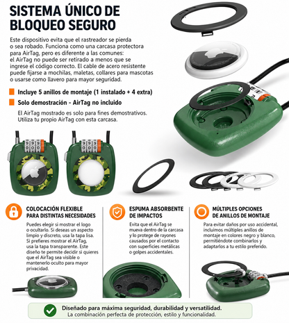 Soporte y Funda AirTag con Cerradura Combinada, para Equipaje Para Tecnologia Apple Find