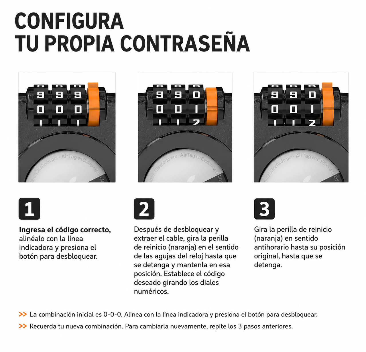 Soporte y Funda AirTag con Cerradura Combinada, para Equipaje Para Tecnologia Apple Find