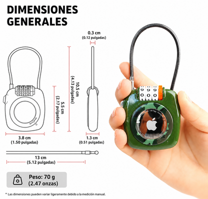Soporte y Funda AirTag con Cerradura Combinada, para Equipaje Para Tecnologia Apple Find