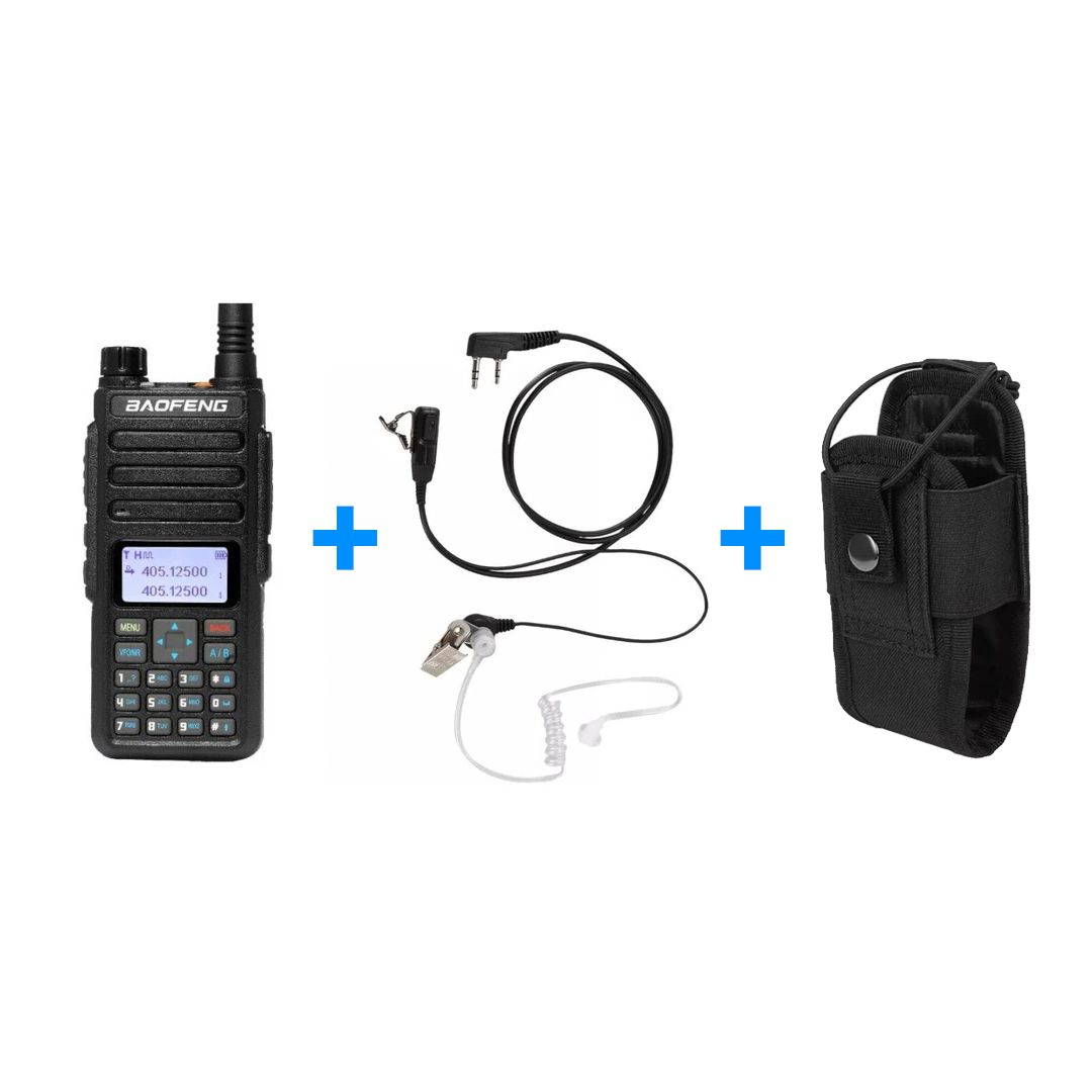 Kit Radio Digital DMR + Auricular con micrófono + Funda porta Radio