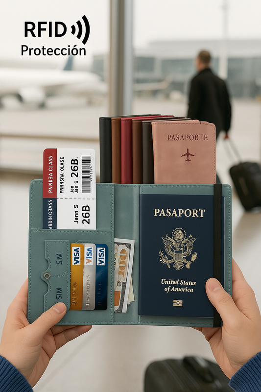 Porta Pasaporte con Bloqueo RFID – Seguridad y Estilo para tus Viajes