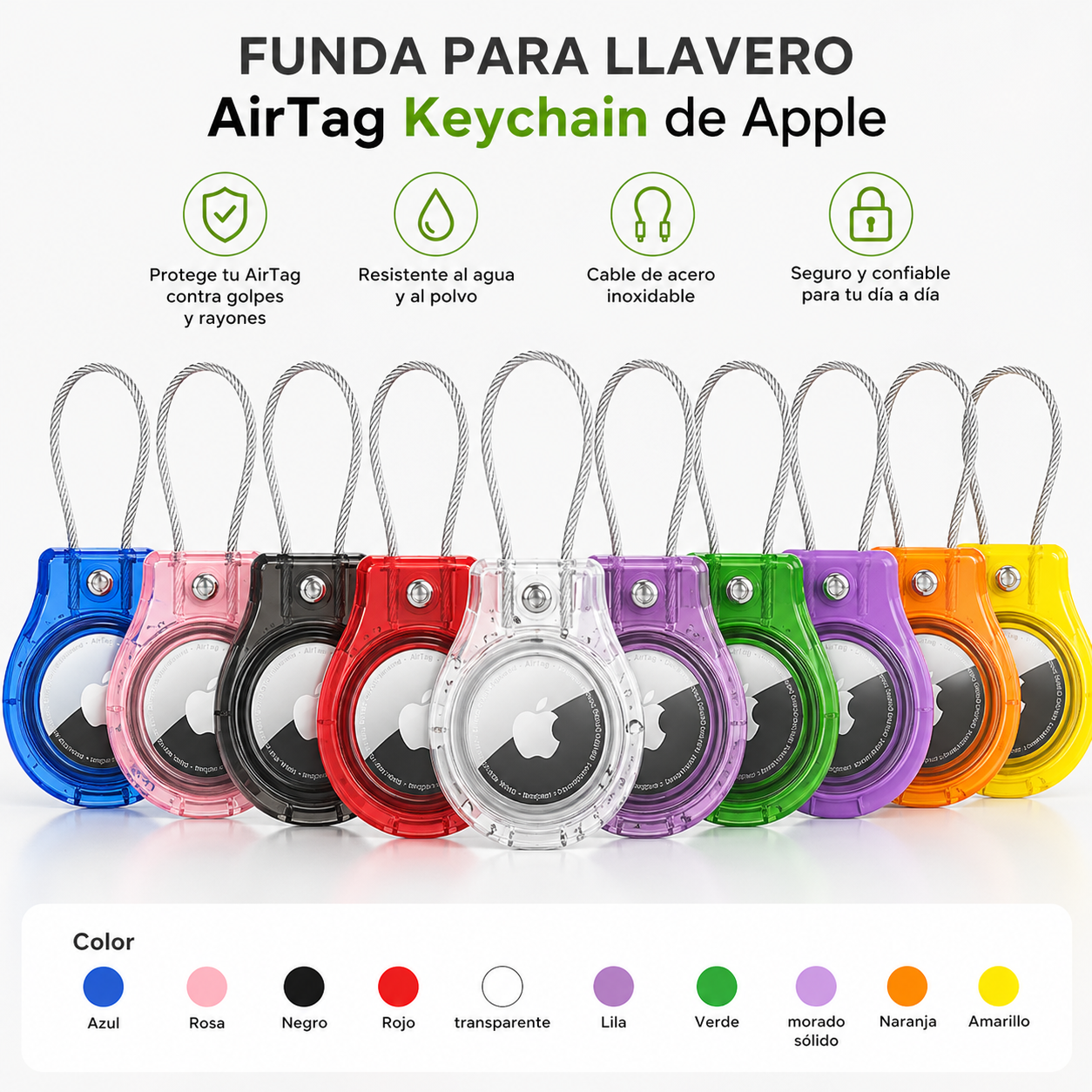 Funda Impermeable para AirTag con Cable , Antipérdida Equipaje, Mochila entre otros