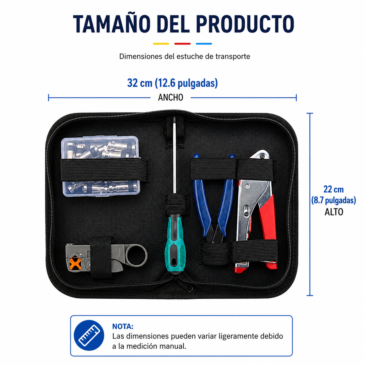 Kit de herramientas combinado de pelacables y crimpadora CATV de acero al carbono para cable coaxial RG6