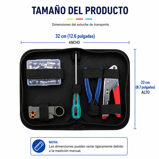 Kit de herramientas combinado de pelacables y crimpadora CATV de acero al carbono para cable coaxial RG6