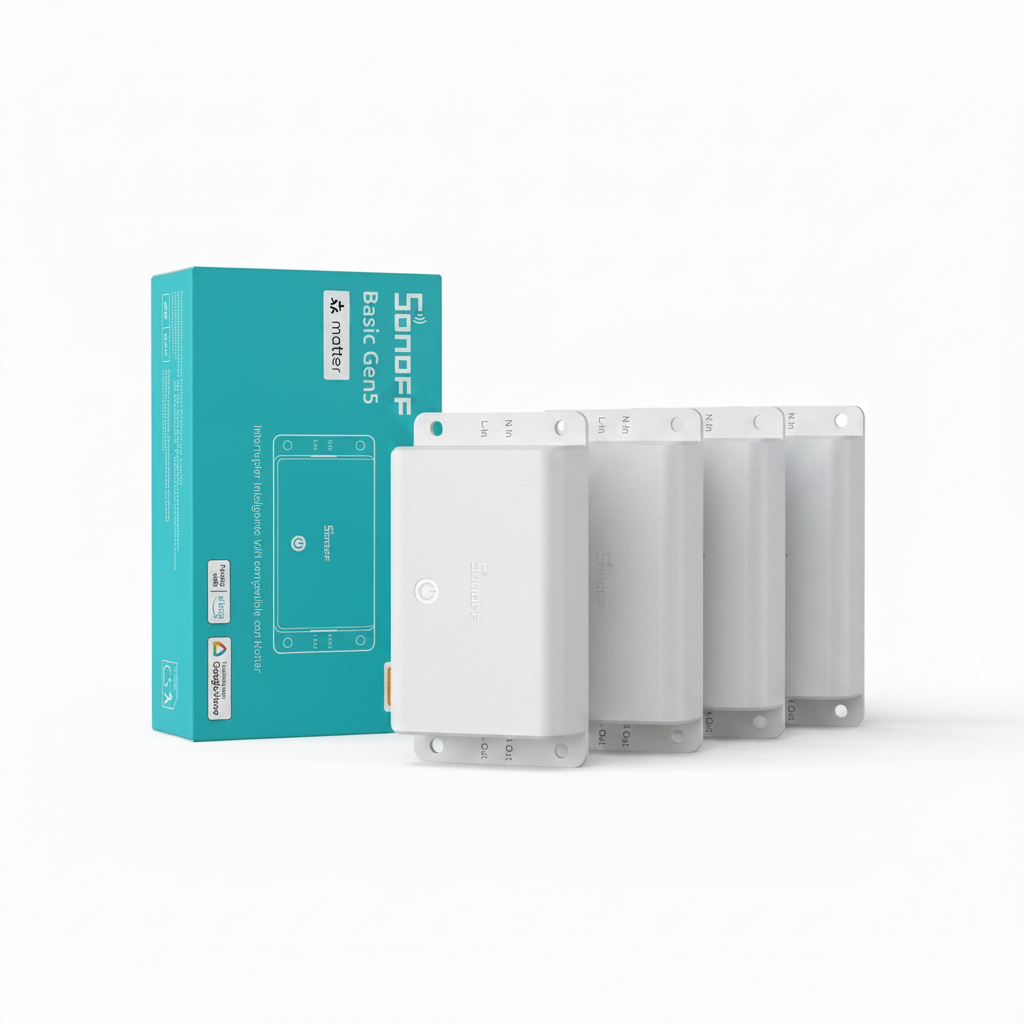 SONOFF Basic-1GS Gen5 Matter WiFi - Interruptor Inteligente DIY Compatible con Apple Home, Alexa y Google Home (Pack 4)