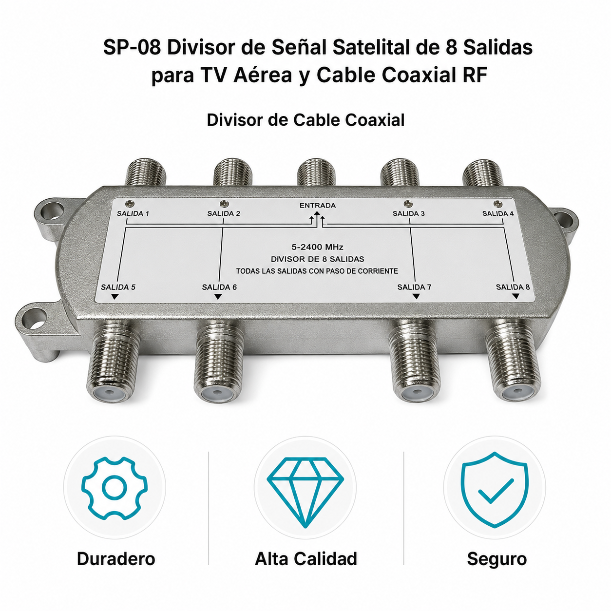 Divisor de Señal Satelital de 8 Vías 5-2400 MHz